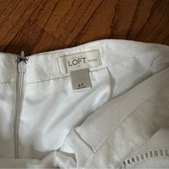 Loft White Linen Cotton Mini Flare Skirt Size Size 6P - Picture 4 of 6